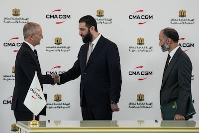 Ahmad Al Shara with Joseph Dakkak of CMA CGM. Getty Images