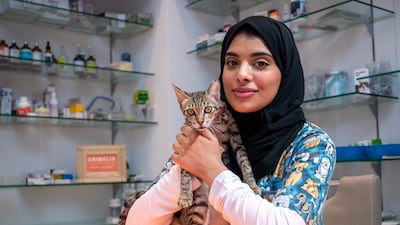 Dr Dhabia Al Qubaisi who started working with Animalia animal welfare as one of the first veterinary science graduates from the UAE University. Victor Besa / The National