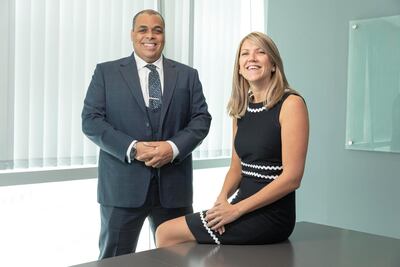 Toni Hughes (L) and Hannah Greenwood (R) of Finsbury Associates are taking on the No Spend September challenge. Antonie Robertson / The National