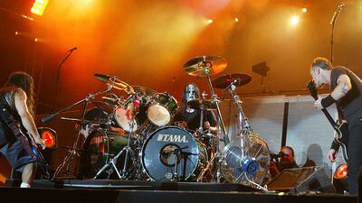 Metallica performing with Joey Jordison at the Download Festival 2016 at Donington Park, England. Getty Images