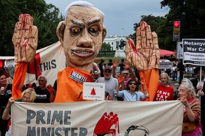 Demonstrators at a pro-Palestinian rally at Lafayette Square Park in Washington. Reuters