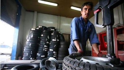 Make sure when buying new tyres that the shop stores them inside and away from damaging sunlight. Sammy Dallal / The National