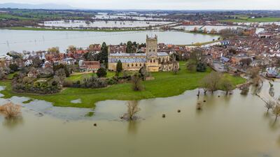 Flooding around Tewkesbury Abbey in Gloucestershire where the Severn and Avon rivers meet. PA