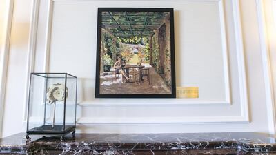 A painting by Sir Winston Churchill of his son, Rudolph, reproduced for St Regis’s Sir Winston Churchill suite. Reem Mohammed / The National