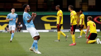 Raheem Sterling celebrates the opening goal. AFP