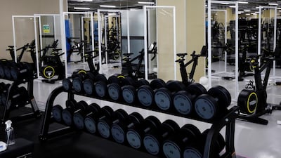 Partitions are installed at the fitness centre at the multi-function complex.