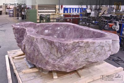 The bathtub is made out of a single piece of 10,450 kg rock crystal. Courtesy Alston & Clayden
