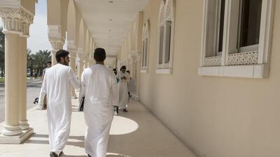 Students at American University of Sharjah campus, where the school’s position in the Quacqarelli Symonds rankings slipped below 400 in latest survey. American University in Dubai was the only UAE school to see its ranking improve. Reem Mohammed / The National
