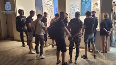 The gang arrested for luxury watch thefts in Palma. Photo: Policia Nacional