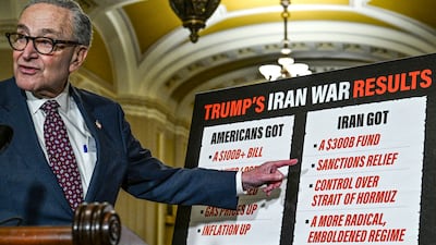 US Senate Minority Leader Chuck Schumer criticises the US-Iran deal at a media conference after a meeting with Democratic senators on Capitol Hill. Reuters