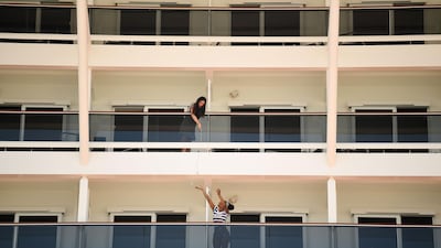 AIDA Prima, the flagship of AIDA Cruises, docks at Port Rashid in Dubai. AFP
