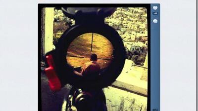 The Instagram page of Israeli soldier Mor Ostrovski shows a Palestinian boy in the IDF sniper's crosshairs. Instagram / Electronic Intifada