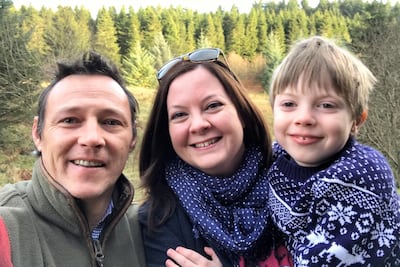 UAE resident Mel Carruthers with her husband, Chris, and son, Finn. The family made Dh15,000 selling items on Facebook before they left the Emirates. Photo: Mel Carruthers