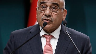 Iraq's outgoing Prime Minister Adel Abdul Mahdi. AP