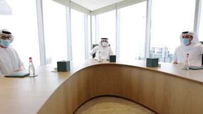 Sheikh Hamdan bin Mohammed, Crown Prince of Dubai, reviews results of the Dubai Government Employee Happiness Index on Sunday. Courtesy: Dubai Media Office