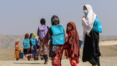 Schoolgirls walk home in Khost, Afghanistan. A rise in 'grave violations' against girls worldwide has been reported. AFP