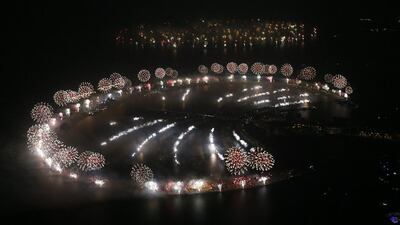 Dubai kicked off New Year with a dazzling bid for a new world record. Karim Sahib / AFP Photo