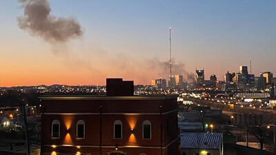 Smoke billows from the site of an explosion in Nashville. Reuters