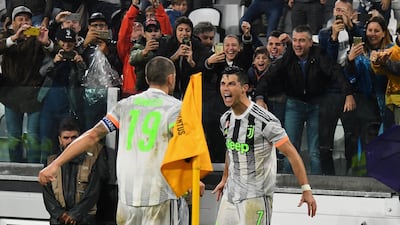 Cristiano Ronaldo of Juventus celebrates after scoring his team second goal during the Serie A match between Juventus and Genoa CFC at on October 30, 2019, in Turin, Italy. Getty Images