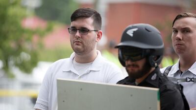 James Alex Fields Jr seen participating in Unite The Right rally before his arrest in Charlottesville. Reuters