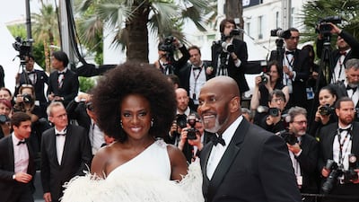 Viola Davis opts for white feathers. Getty Images