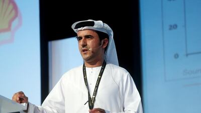 Musabbeh Al Kaabi, chief executive of Mubadala Petroleum, speaks during a panel discussion about energy security, market supply and demand at Adipec 2014. Christopher Pike / The National