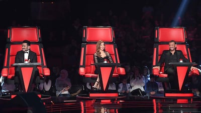 Coaches Tamer Hosny, Nancy Ajram, Kadim Al Sahir. Courtesy MBC1