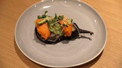 A Kawakawa roasted aubergine
