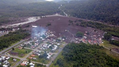 The aftermath of a landslide that caused the death of at least three people, the disappearance of another eight and more than twenty homes destroyed or damaged in the town of Villa Lucia, Chile. Christian Brown / EPA