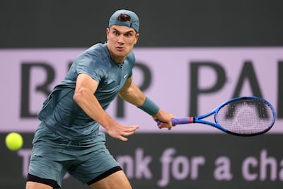 INDIAN WELLS, CALIFORNIA - MARCH 13: Jack Draper of Great Britain in action against Andy Murray of Great Britain during the BNP Paribas Open on March 13, 2023 in Indian Wells, California. Julian Finney / Getty Images / AFP (Photo by JULIAN FINNEY / GETTY IMAGES NORTH AMERICA / Getty Images via AFP)