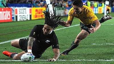 Ma'a nonu touches down for the only try of New Zealand's semi-final against Australia.