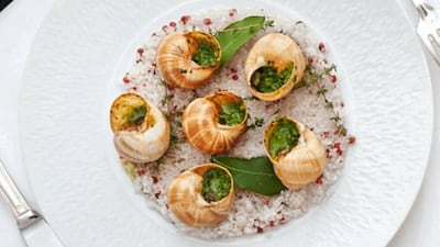 Burgundy snails with garlic at Fouquet's Abu Dhabi
