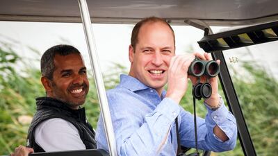 The Duke of Cambridge being shown around Jahra Nature Reserve. Twitter/ @Kensington Royal