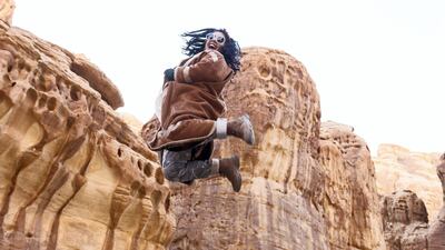 Manal Aldowayan at the Desert X site in AlUla where the Saudi artist today unveiled a new piece of land art. Courtesy Desert X