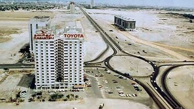 The Nasser Rashid Lootah Building on Dubai’s Sheikh Zayed Road in the early 1990s. The World Trade Centre can be seen at top, while on right are the Al Kawakeb Buildings, which were completed in the 1990s. Photo: Nasser Rashid Lootah Group