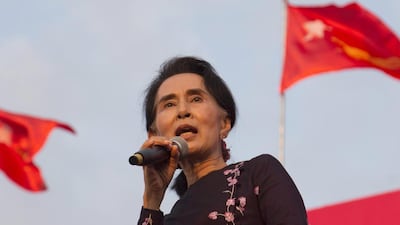 Most of the promises Aung San Suu Kyi had offered to the Myanmar public two years ago seem hollow. Khin Maung Win / AP Photo