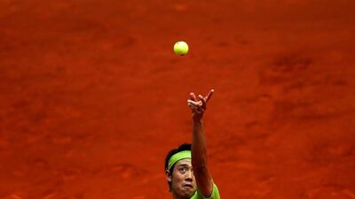 Kei Nishikori in action against Richard Gasquet. Susana Vera / Reuters