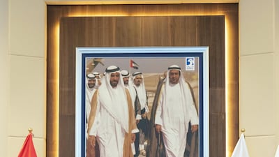 Sheikh Mohamed bin Zayed, Crown Prince of Abu Dhabi and Deputy Supreme Commander of the UAE Armed Forces (centre) chairs a Supreme Petroleum Council meeting at Adnoc headquarters. Mohamed Al Hammadi / Ministry of Presidential Affairs