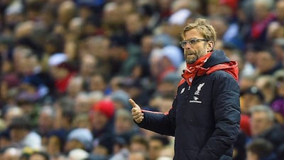 Liverpool manager Jurgen Klopp gestures during his team's Premier League match against Arsenal on Wednesday night. Peter Powell / EPA / January 13, 2016