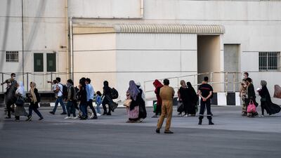 France has flown about 2,000 French citizens and Afghans from Afghanistan to the base. AFP