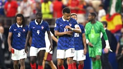 Kylian Mbappe and his France teammates after their World Cup semi-final loss to Spain in Dallas. AFP