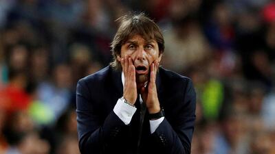 Inter Milan coach Antonio Conte reacts. Reuters
