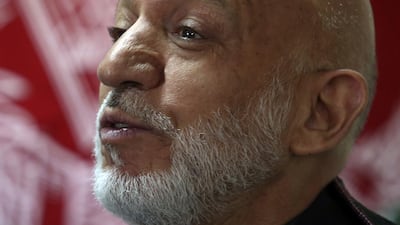 Former Afghan president Hamid Karzai speaks during an interview with the Associated Press in Kabul on April 17, 2017. Rahmat Gul / AP Photo