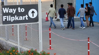 The Flipkart headquarters in Bangalore. Under the new FDI policy, India plans to ban e-commerce companies, such as Amazon and Flipkart, from selling products from companies in which they own equity. AP Photo