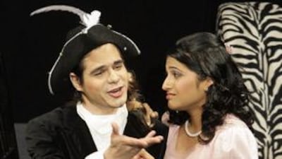 Arjun Burman as Cleonte and Disha Joseph as Lucile in Moliere's The Would-Be Gentleman.