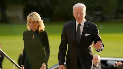 US President Joe Biden and his wife Jill arrive for the reception. AFP