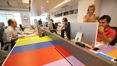 The Dubai-based design agency North 55 gives its employees plenty of space and rainbow-coloured desks, which has helped to boost productivity.