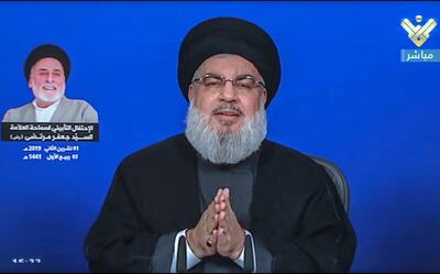 Hezbollah leader Hassan Nasrallah gave three televised speeches in two weeks of protests. EPA