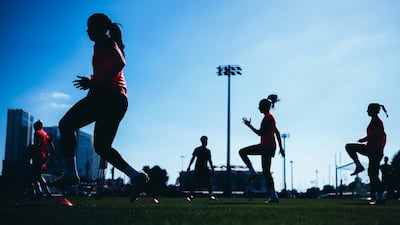 Khadija Shaw, Leila Ouahabi and Laura Coombs were in Abu Dhabi with the Manchester City women's team for warm-weather training. Photo: Manchester City Women FC