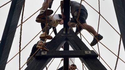 Participant takes part in the annual of Hannibal race Lebanon 2019 in Zen village, district of Batroun north Beirut, Lebanon. More than eight hundred Lebanese and foreign Participants took part in an eight km obstacle race. Courses are uniquely designed to test mental and emotional fitness. EPA